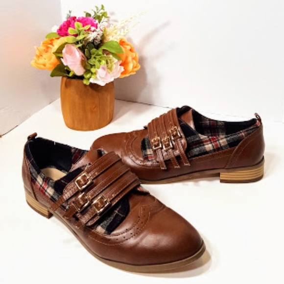 mark. brown plaid shoes size 8 - Picture 1 of 8
